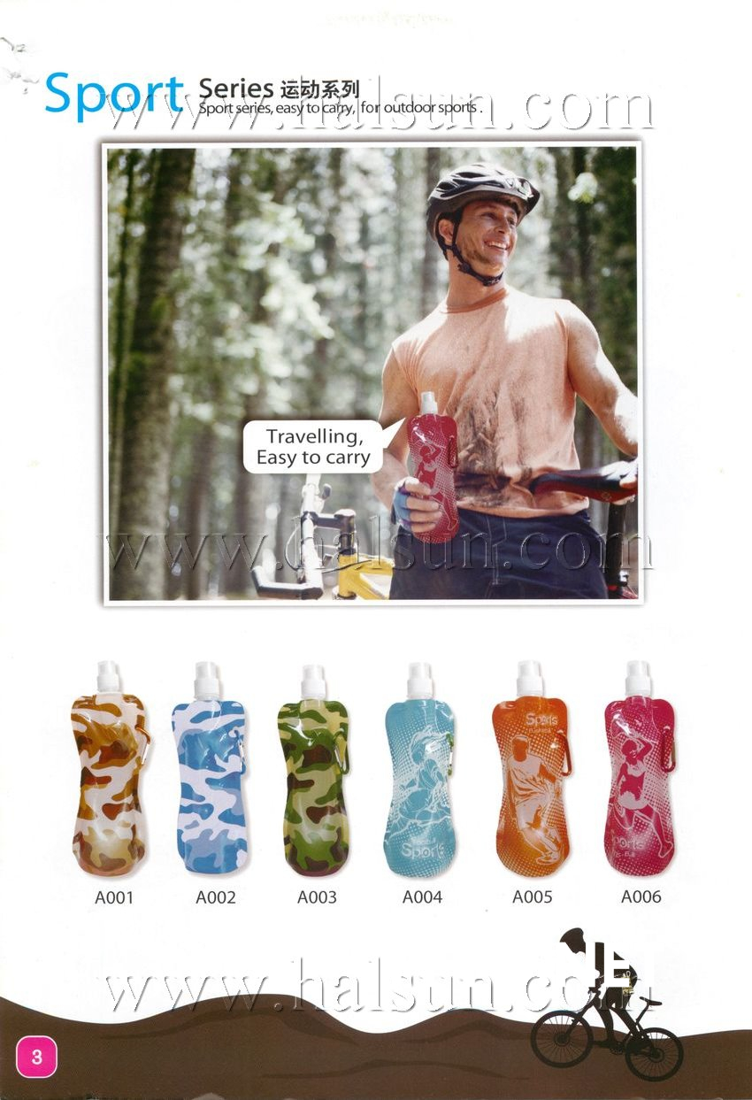 Eco Friendly Foldable Flexible Water Drink Bottle with Carabiner