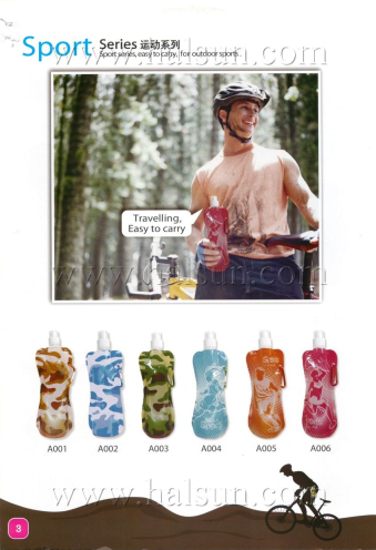 Eco Friendly Foldable Flexible Water Drink Bottle with Carabiner