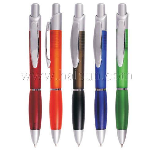 Metal Clip Plastic Barrel Ball Pens, HSCJ1033-1A