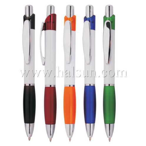 Metal Clip Plastic Barrel Ball Pens, HSCJ1033-1