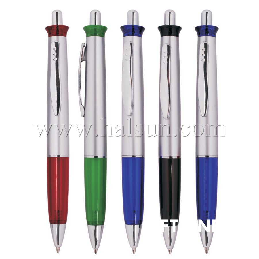 Metal Clip Plastic Barrel Ball Pens, HSCJ1036A