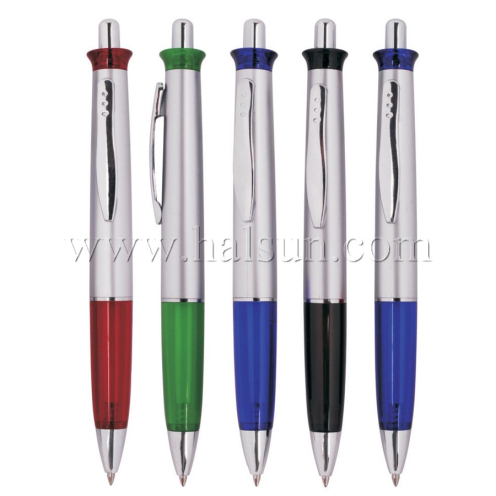 Metal Clip Plastic Barrel Ball Pens, HSCJ1036A