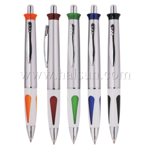 Metal Clip Plastic Barrel Ball Pens, HSCJ1037A