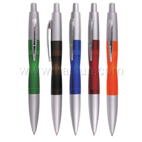 Metal Clip Plastic Barrel Ball Pens, HSCJ1038