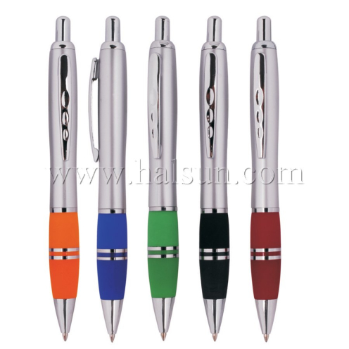 Metal Clip Plastic Barrel Ball Pens, HSCJ1039-1A