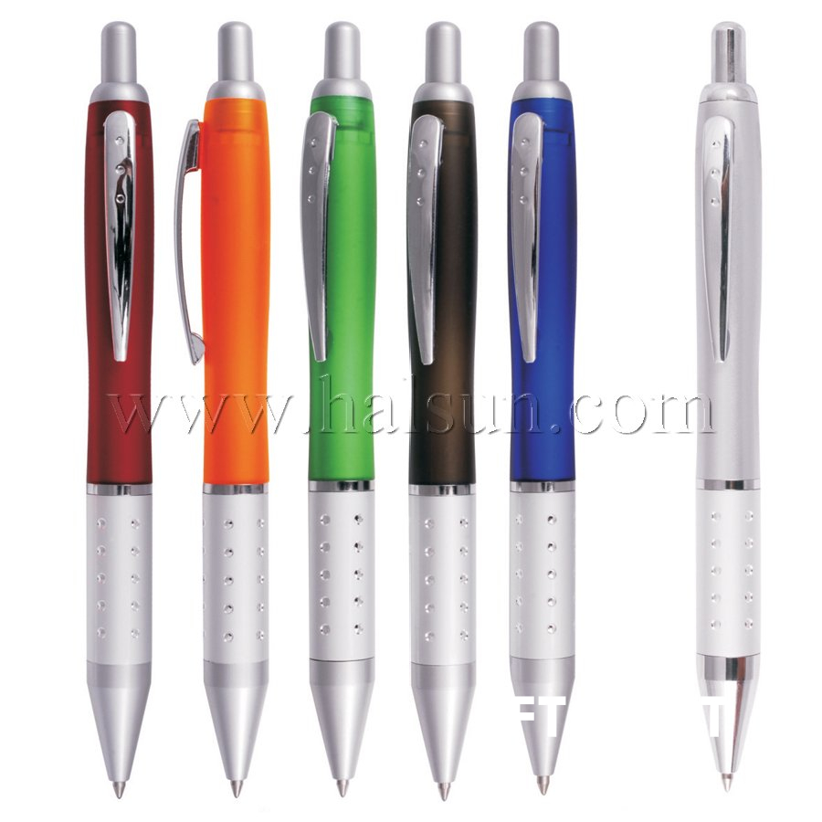 Metal Clip Plastic Barrel Ball Pens, HSCJ1039