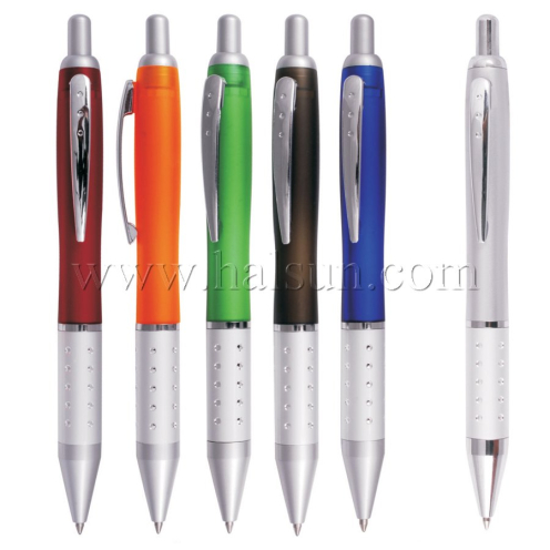 Metal Clip Plastic Barrel Ball Pens, HSCJ1039