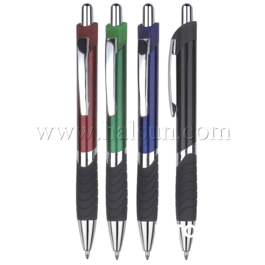 Metal Clip Plastic Barrel Ball Pens, HSCJ1043B