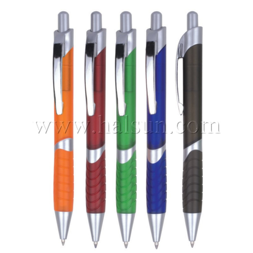 Metal Clip Plastic Barrel Ball Pens, HSCJ1043