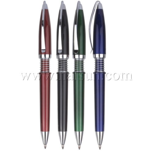 Metal Clip Plastic Barrel Ball Pens, HSCJ1044A