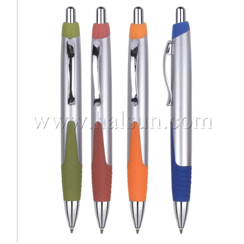 Metal Clip Plastic Barrel Ball Pens, HSCJ1046A