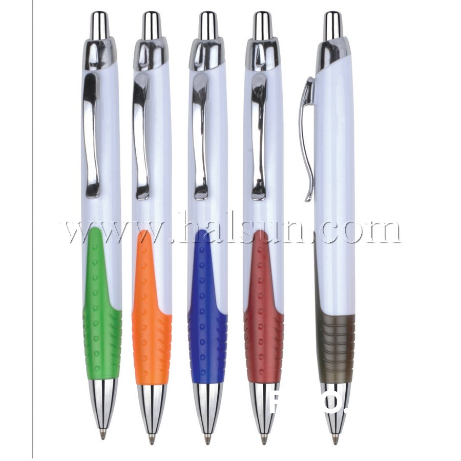 Metal Clip Plastic Barrel Ball Pens, HSCJ1046