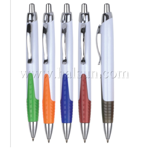 Metal Clip Plastic Barrel Ball Pens, HSCJ1046