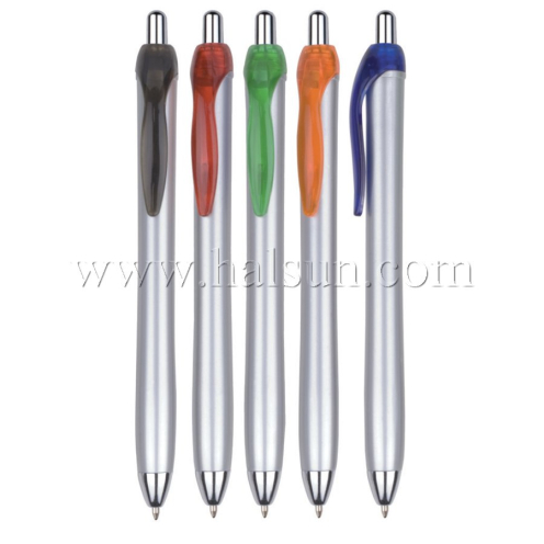Plastic Ball Pens, HSCJ1040-1B,Silver barrel