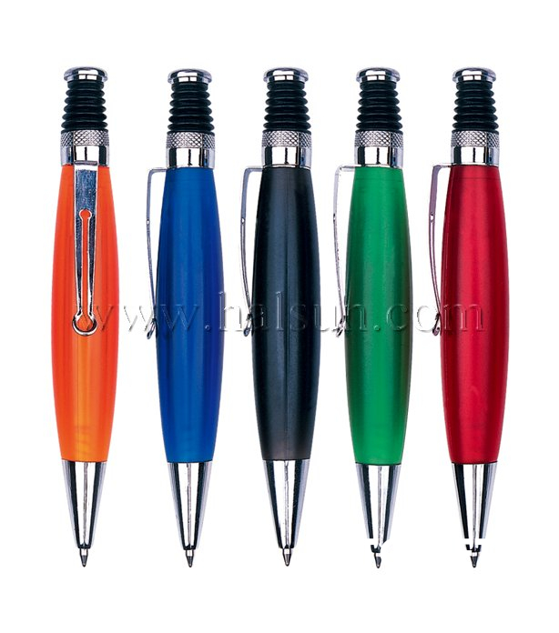 Metal Clip Plastic Barrel Ball Pens, HSCJ1001