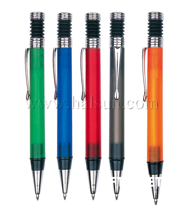 Metal Clip Plastic Barrel Ball Pens, HSCJ1002