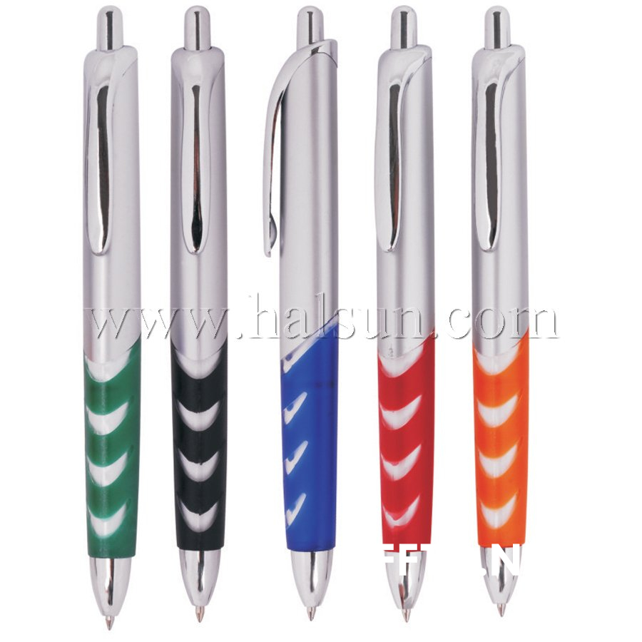 Metal Clip Plastic Barrel Ball Pens, HSCJ1035B