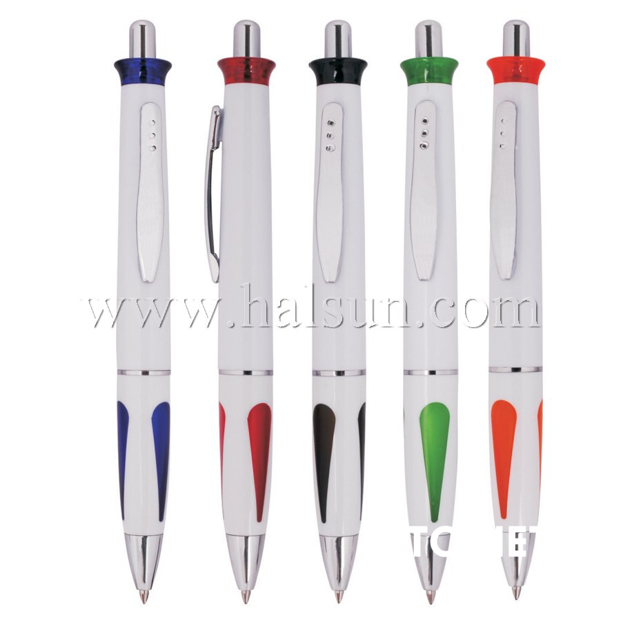 Metal Clip Plastic Barrel Ball Pens, HSCJ1037