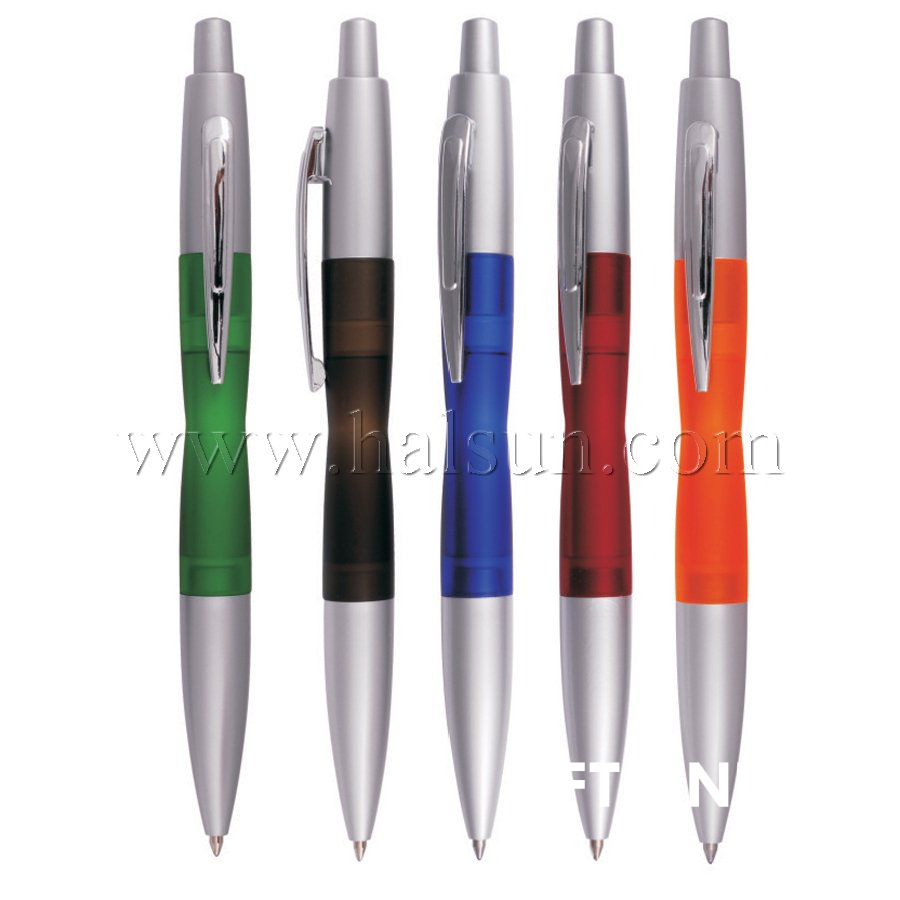 Metal Clip Plastic Barrel Ball Pens, HSCJ1038