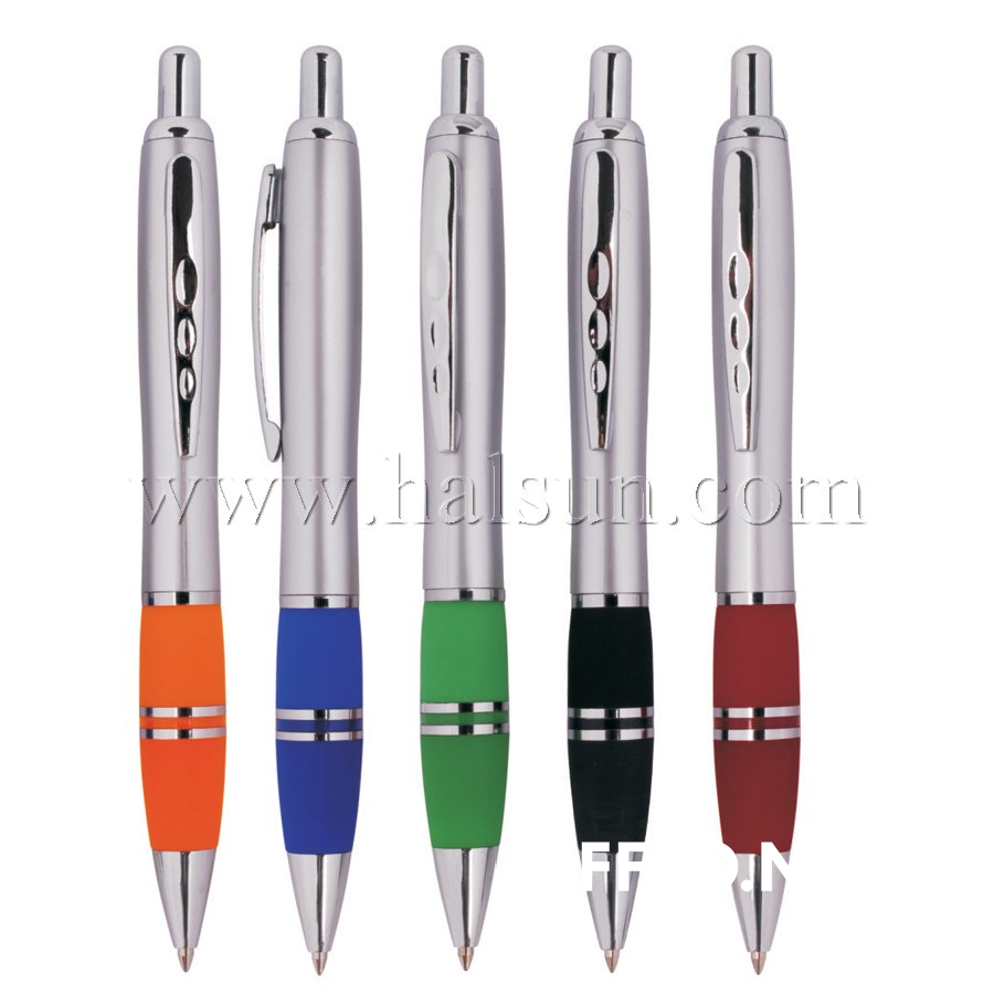 Metal Clip Plastic Barrel Ball Pens, HSCJ1039-1A