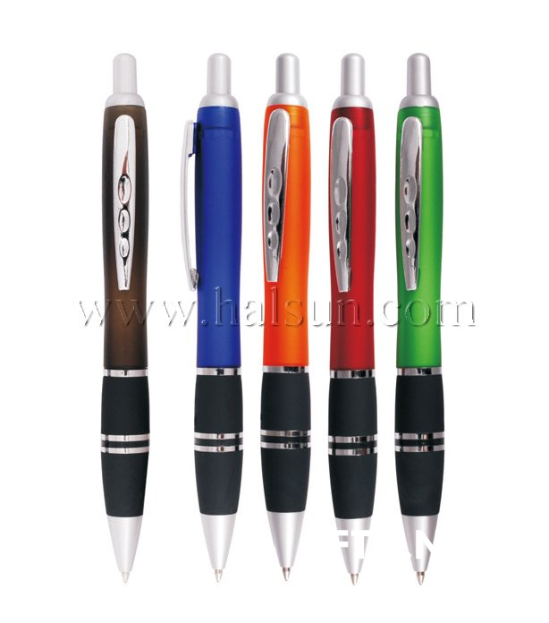 Metal Clip Plastic Barrel Ball Pens, HSCJ1039-1