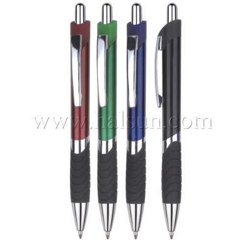 Metal Clip Plastic Barrel Ball Pens, HSCJ1043B