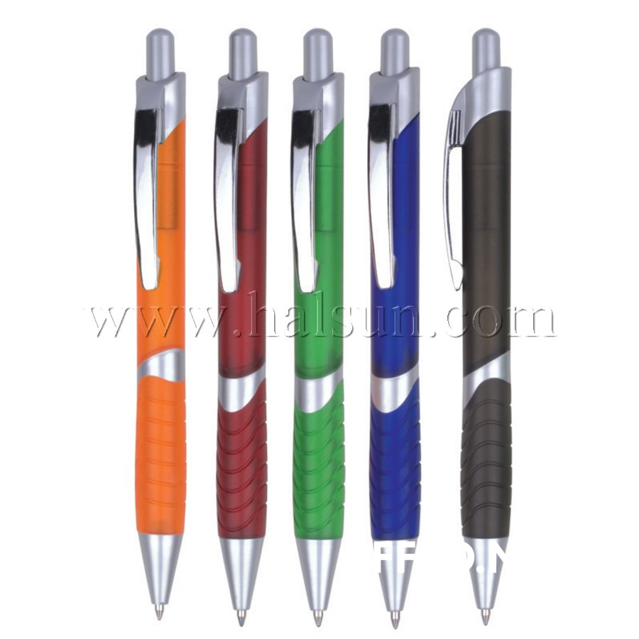 Metal Clip Plastic Barrel Ball Pens, HSCJ1043