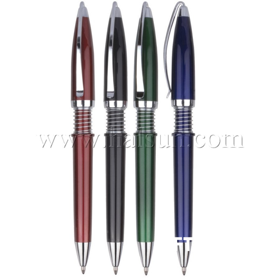 Metal Clip Plastic Barrel Ball Pens, HSCJ1044A