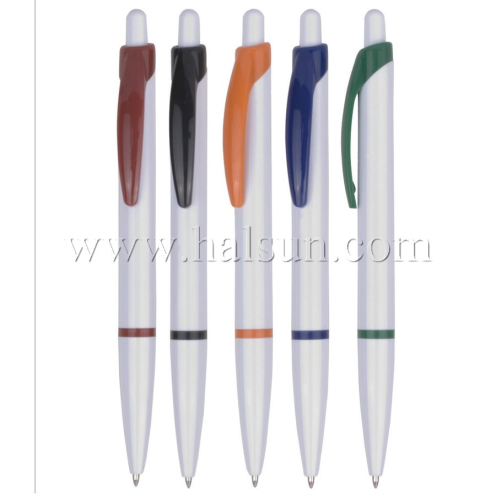 Plastic Ball Pens, HSCJ1047,Solid barrel,opaque clip