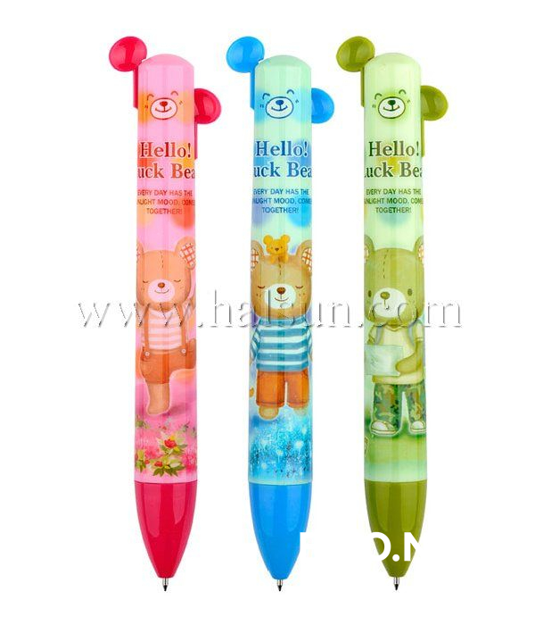 2 in one pen,multi color pens,2 color pens,2 color pen with ears,Promotional Ballpoint Pens,Custom Pens,HSHCSN0039