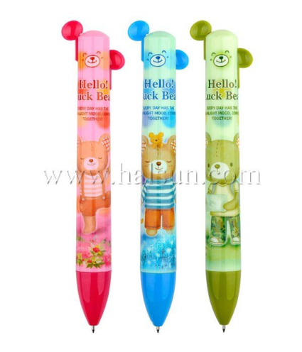 2 in one pen,multi color pens,2 color pens,2 color pen with ears,Promotional Ballpoint Pens,Custom Pens,HSHCSN0039
