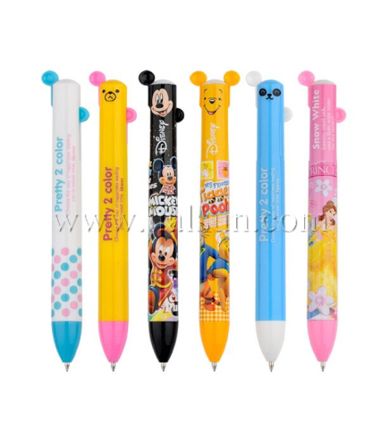 2 in one pen,multi color pens,2 color pens,2 color pen with ears,Promotional Ballpoint Pens,Custom Pens,HSHCSN0198