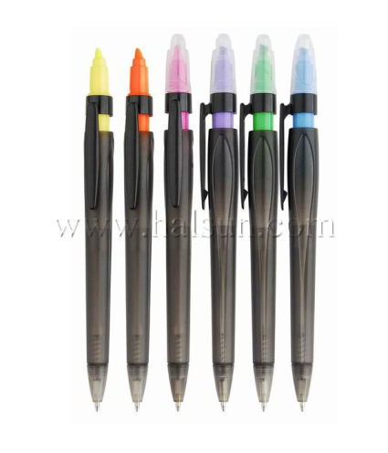 Click action 2 in one pens,ballpint pens + highlighter,multi function pens,Promotional Ballpoint Pens,Custom Pens,HSHCSN0101