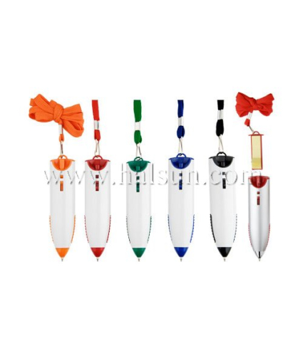 bulidin memo pens with lanyard,build-in notes pens with rope,,Promotional Ballpoint Pens,Custom Pens,HSHCSN0224